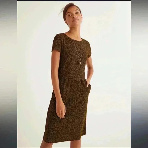 Boden brown Animal Print Phoebe Jersey cotton Dress in size 10P - Picture 1 of 9